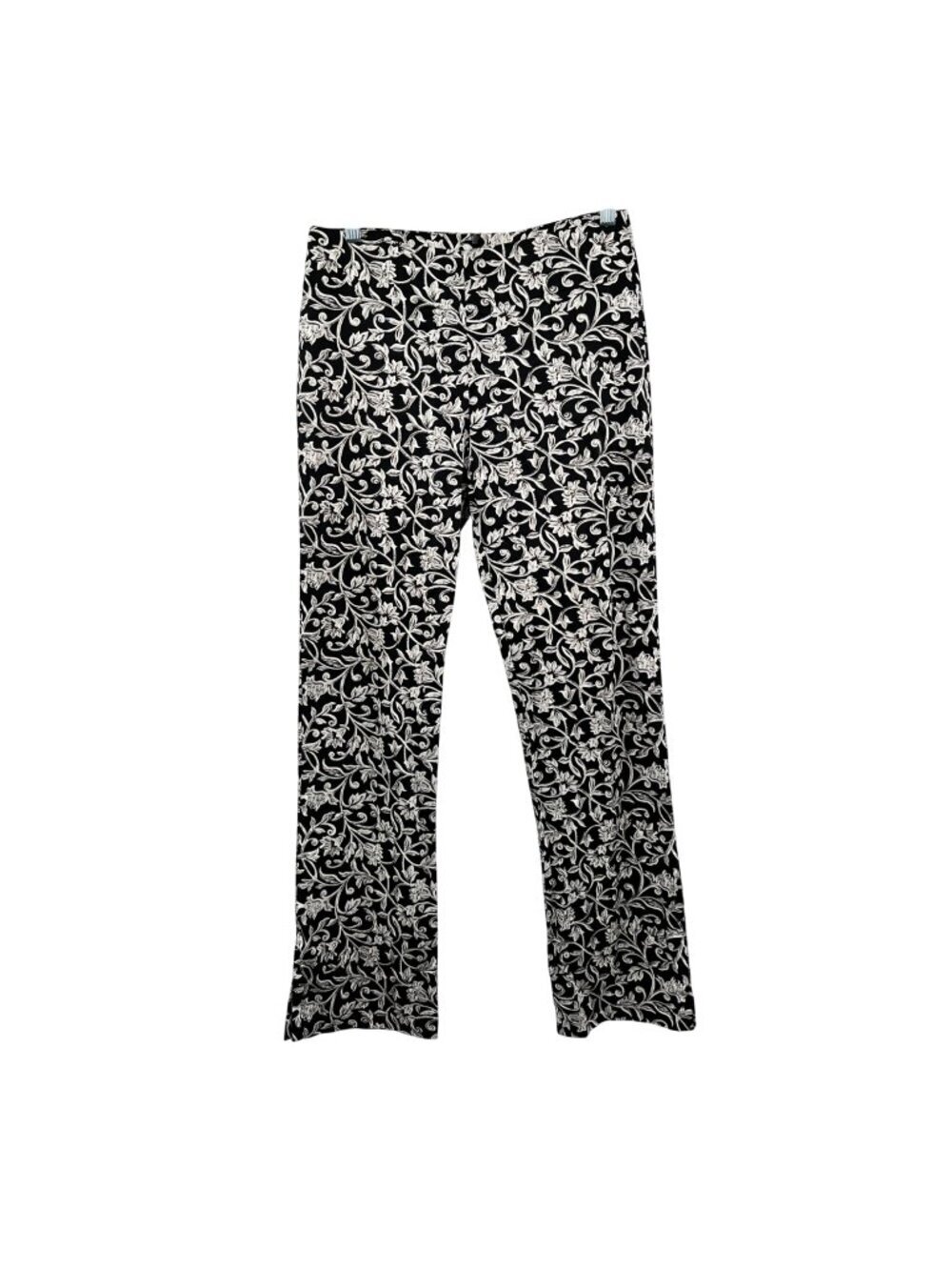 WHBM Womens Floral Dress Pants Straight Leg Black/White Size 8 Zip